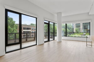 Quartermill Apartments modern space with balcony